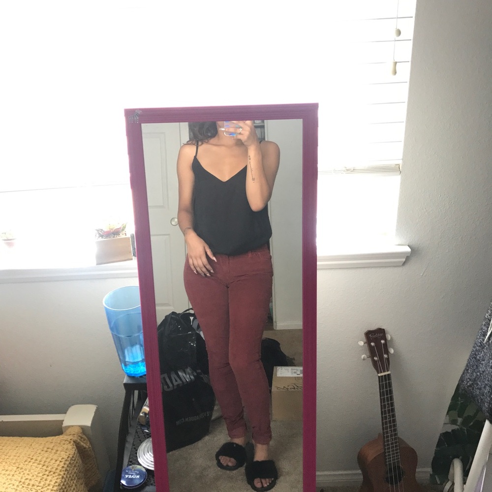 Levi's burgundy corduroy skinny jeans